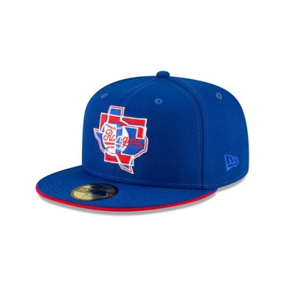 Blue Texas Rangers Hat - New Era MLB Double Logo 59FIFTY Fitted Caps USA2650341